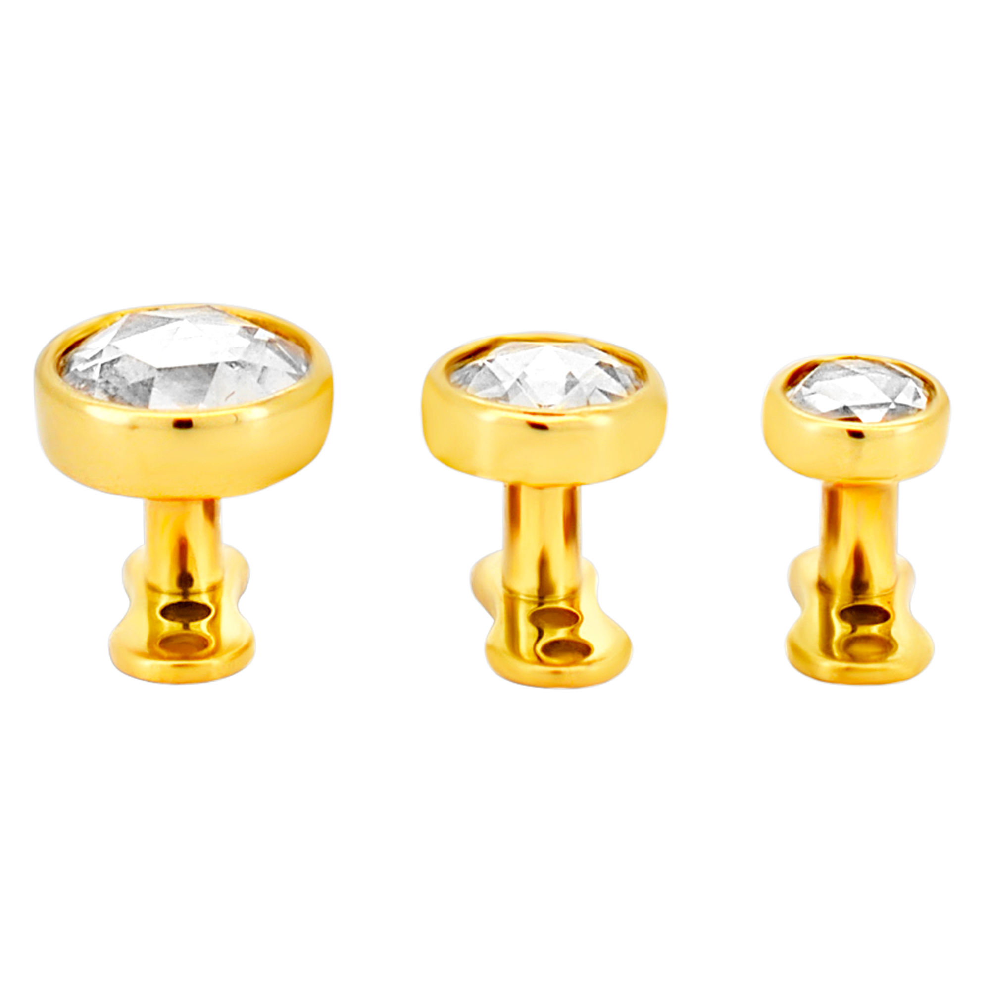 14-G23G-DM03 - G23 Titanium Gold Plated Anchor with 14k Gold Top with Bezel Set Rose Cut Lab Diamond Dermal - Internally Threaded image 6