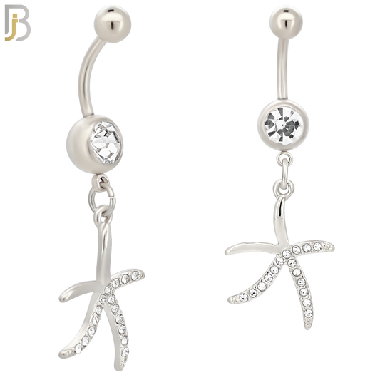 N072 - 316L Stainless Steel Dangling Starfish Design Belly Ring with 5mm Screw Ball image 1