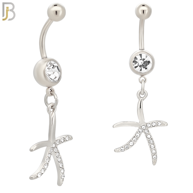 N072 - 316L Stainless Steel Dangling Starfish Design Belly Ring with 5mm Screw Ball image 1