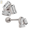 TB72 - 316L Stainless Steel Three Baguette CZ  in Triangle Tragus/Cartilage Barbell (PACK OF 6) image 1