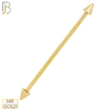 14-BB06Y14 - 14k Solid Gold Plain Spike 14g Industrial Barbell Externally Threaded image