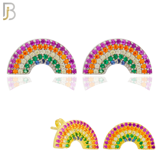 925-ES282 – .925 Sterling Silver Rainbow Design Earring Stud with Multi Colored Zircon image 0
