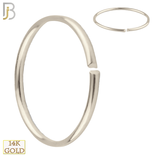 14-CT02 - 14k Solid White Gold Seamless Continuous Ring Hoops Piercing - 25g - .46mm, 1/4 - 6mm image
