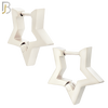 ES299 - 316L Stainless Steel Huggies Plain Hollow Star Design with Pointed Tips image 1