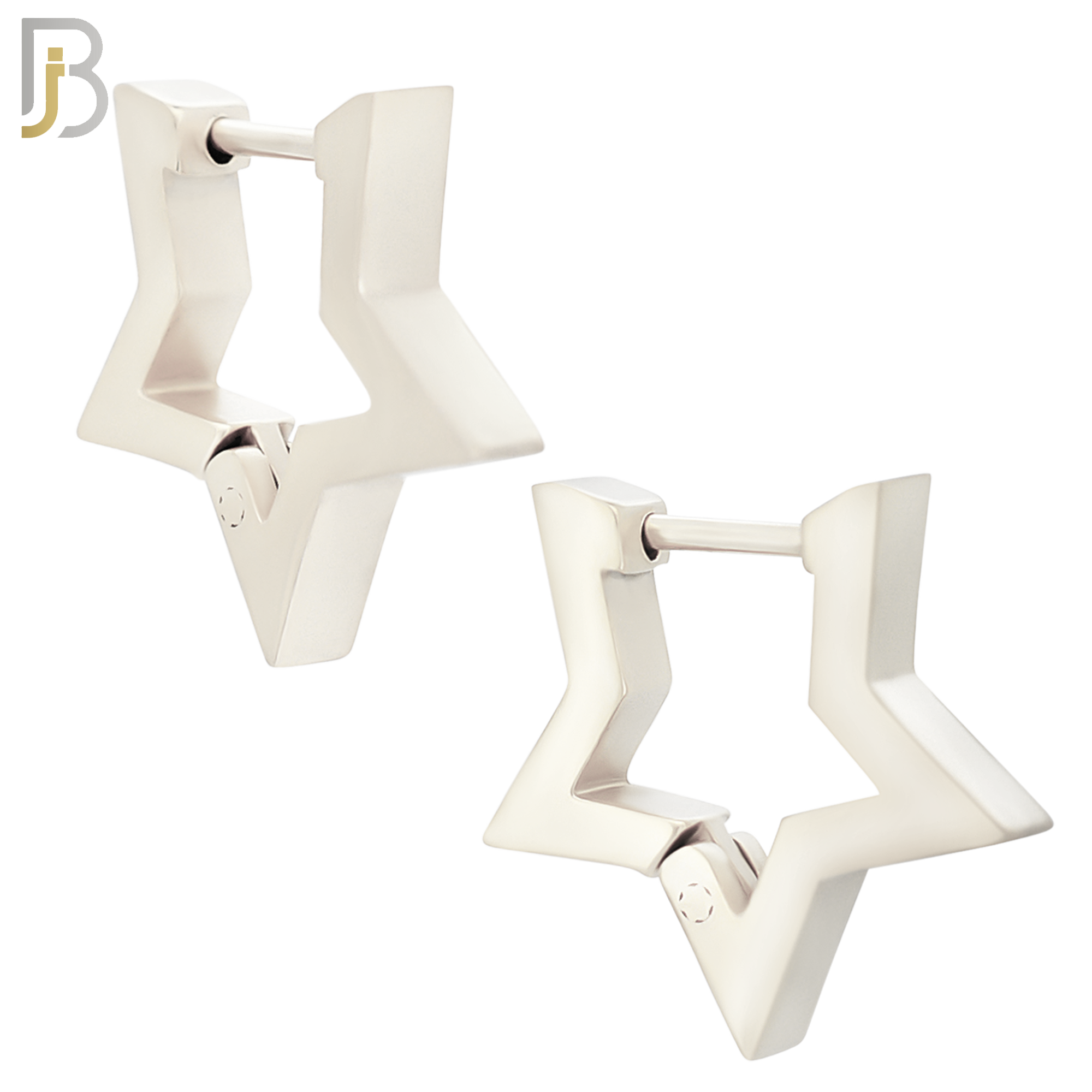 ES299 - 316L Stainless Steel Huggies Plain Hollow Star Design with Pointed Tips image 1