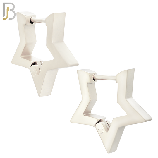 ES299 - 316L Stainless Steel Huggies Plain Hollow Star Design with Pointed Tips image 1