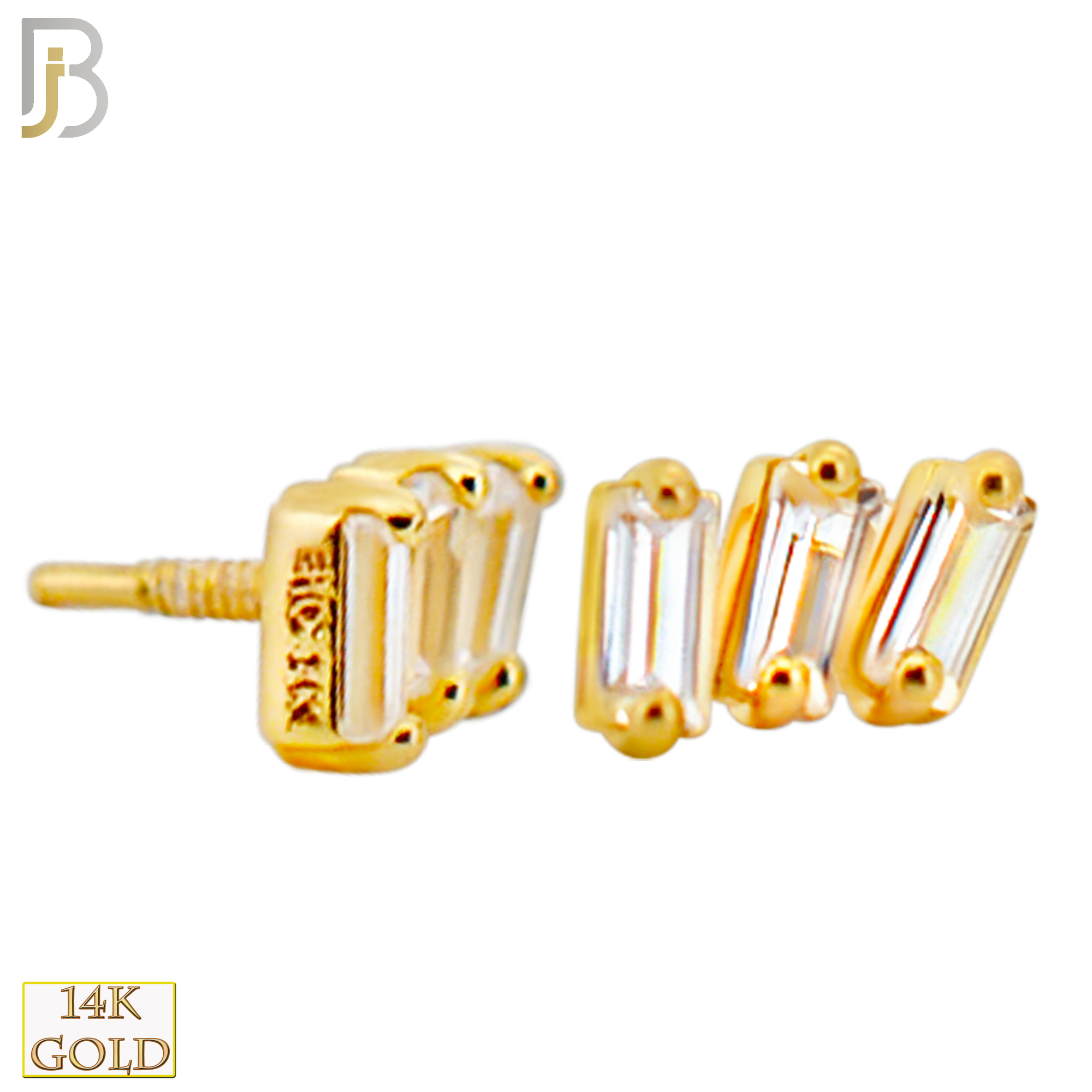 14-LB120 - 14k Yellow Gold Three (3) Baguette CZ Labret image 1