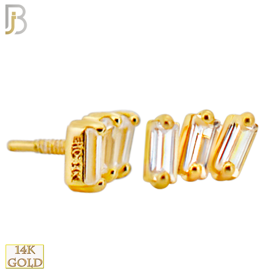 14-LB120 - 14k Yellow Gold Three (3) Baguette CZ Labret image 1