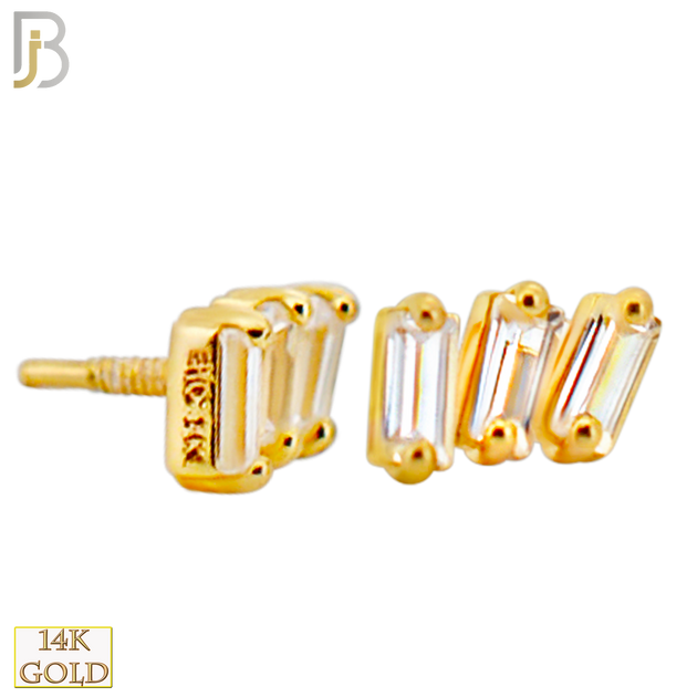 14-LB120 - 14k Yellow Gold Three (3) Baguette CZ Labret image 1