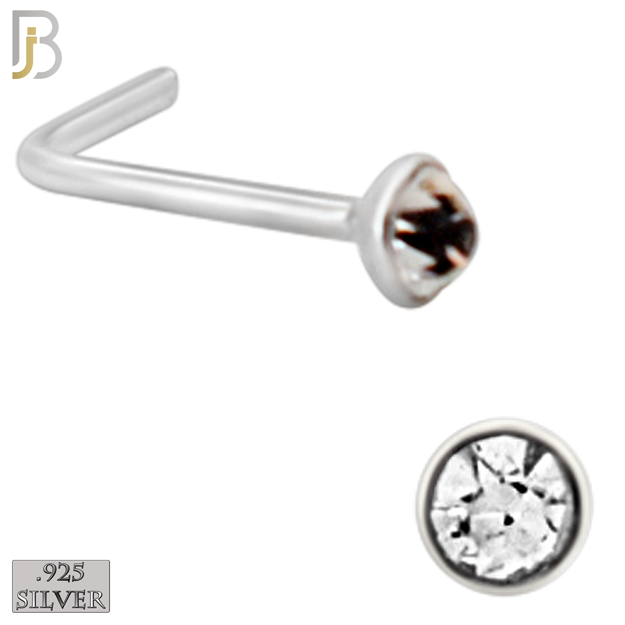 925-PK-NR08LS - 120 pcs, 925 Sterling Silver Nose Studs L Shape, 22g Thickness, Assorted Shape Design Tops Packages image 8