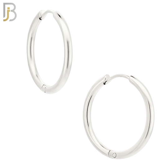 ES95S - 316L Stainless Steel 2mm Thickness Plain Hoops Design Huggies Clip On - 16mm image