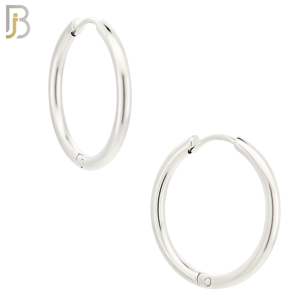 ES95S - 316L Stainless Steel 2mm Thickness Plain Hoops Design Huggies Clip On - 16mm image