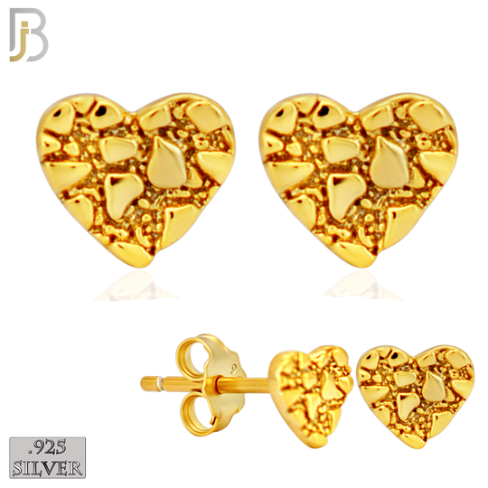 925-ES515 - 925 Sterling Silver Heart Nugget Push Back Earrings image 0
