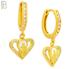 ES496 - 316L Stainless Steel Dangling Halo Virgin Mary Heart  Huggies Earrings image 2