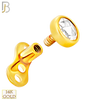 14-G23G-DM03 - G23 Titanium Gold Plated Anchor with 14k Gold Top with Bezel Set Rose Cut Lab Diamond Dermal - Internally Threaded - 3mm image