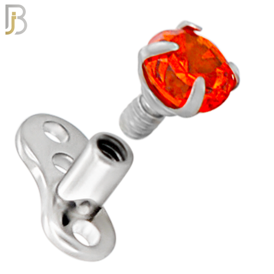 DM04 - 14G Titanium with Surgical Steel  Prong Set CZ Dermal Top Set of 4 Top image 3