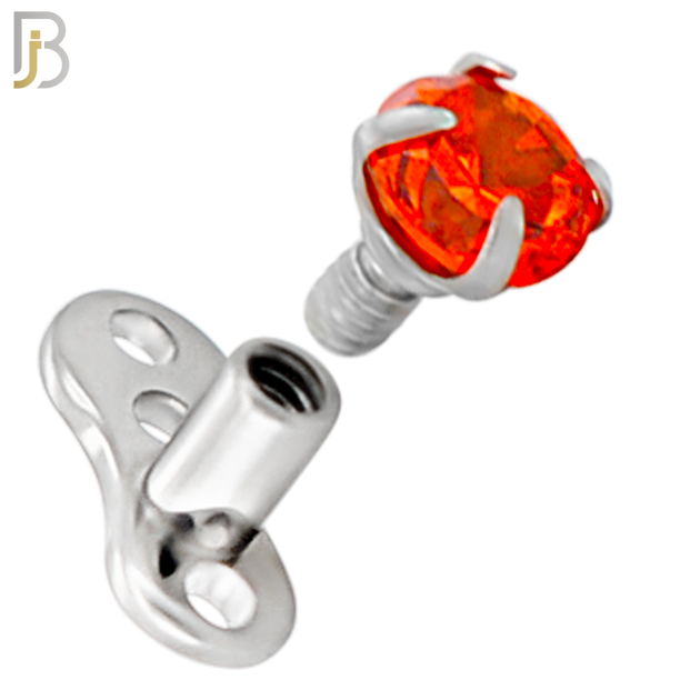 DM04 - 14G Titanium with Surgical Steel  Prong Set CZ Dermal Top Set of 4 Top image 3