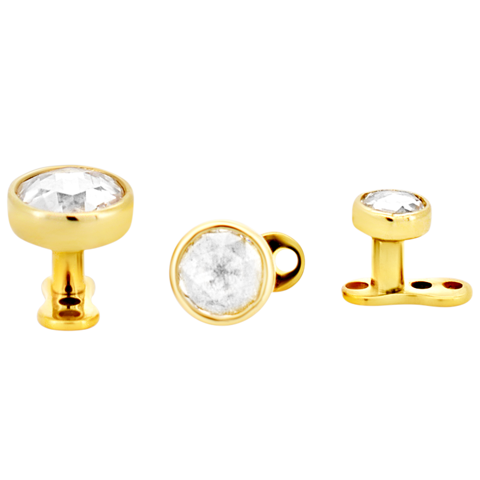 14-G23G-DM03 - G23 Titanium Gold Plated Anchor with 14k Gold Top with Bezel Set Rose Cut Lab Diamond Dermal - Internally Threaded image 11