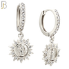 ES502 - 316L Stainless Steel Dangling Sun Rays Virgin Mary Huggies Earrings image 1