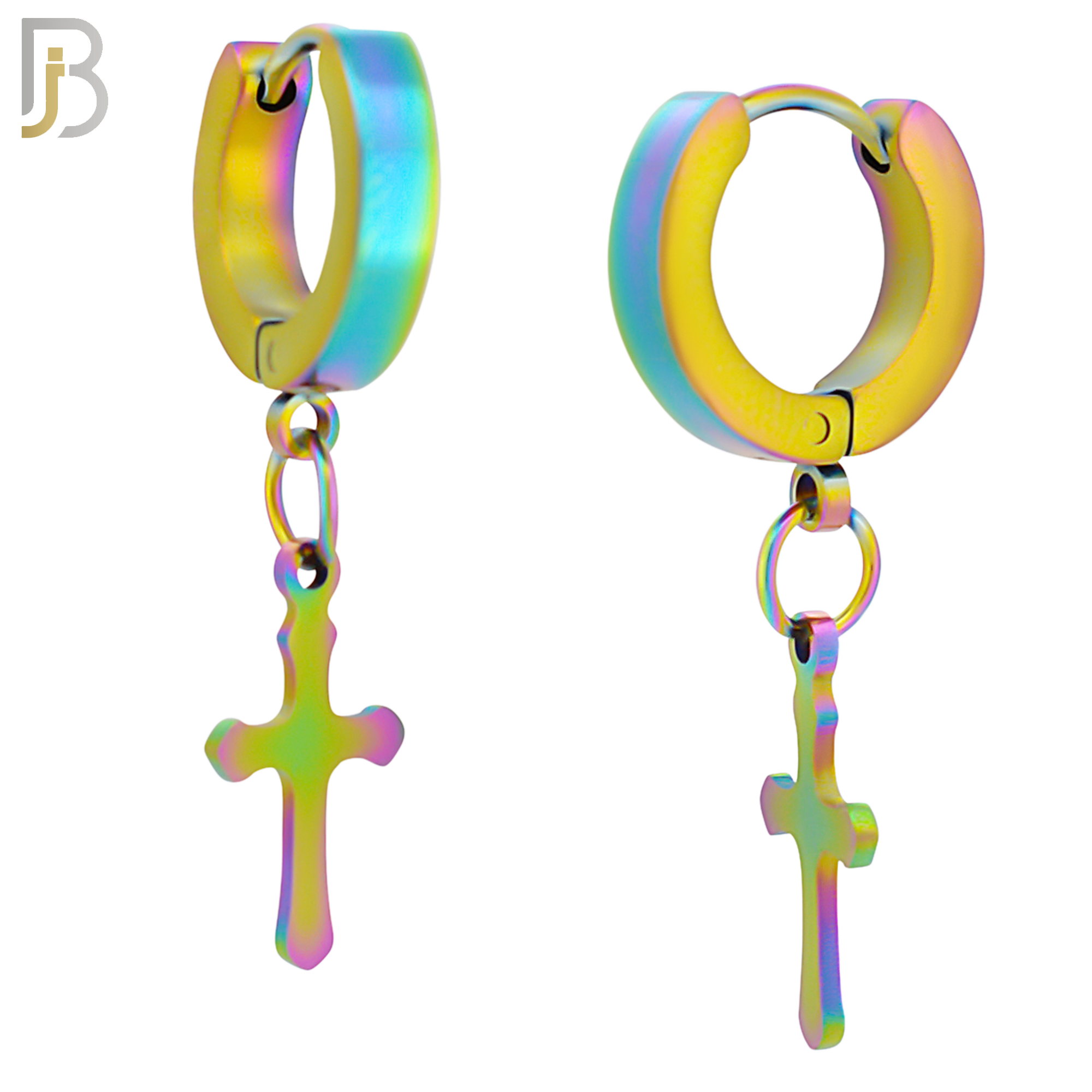 ES91 - 316L Stainless Steel Dangling Cross Design Huggies Clip On image 2