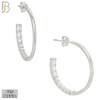 925-ES469 - 925 Sterling Silver Front Facing Back CZ Push Back Hoop Earrings image 2
