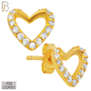 925-ES138 - .925 Sterling Silver Hollow Heart Design with Zircon Design Earring Stud image 2
