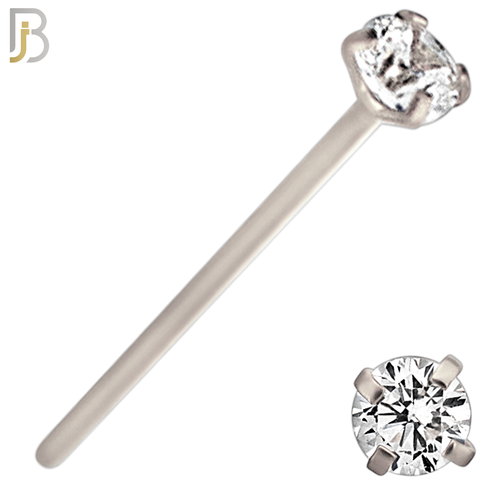 NR02S - 316L Surgical Steel Nose Stud  Prong Set Zircon Round Nose Ring image 4