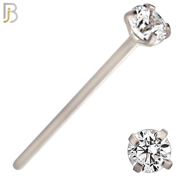 NR02S - 316L Surgical Steel Nose Stud  Prong Set Zircon Round Nose Ring image 4