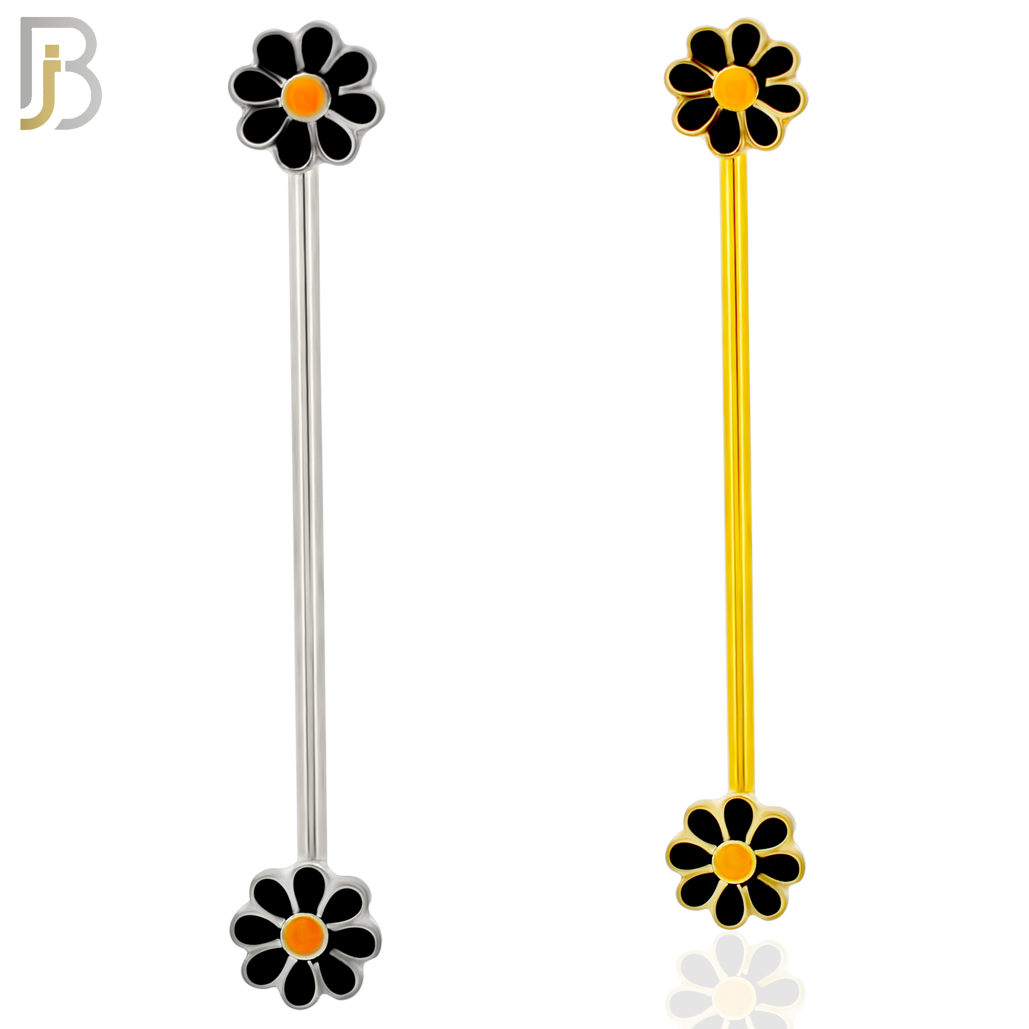 BB22 - 316L Surgical Steel Screw Bar Daisy Flower Design with Zircon Barbell Industrial (PACK OF 4) image 0