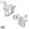 925-ES204 - .925 Sterling Silver Fox Design Earring Stud with Clear Zircon image 1