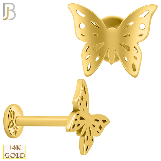14-LB41 - 14k Yellow Gold Plain Butterfly Labret image 0