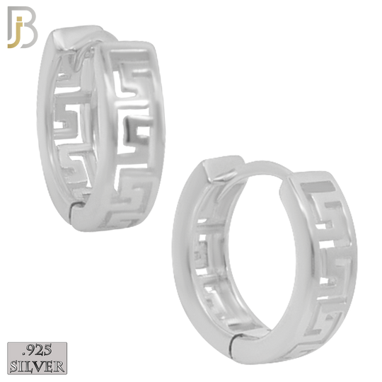 925-ES181 -  .925 Sterling Silver Maze Design Huggies Earrings image 1