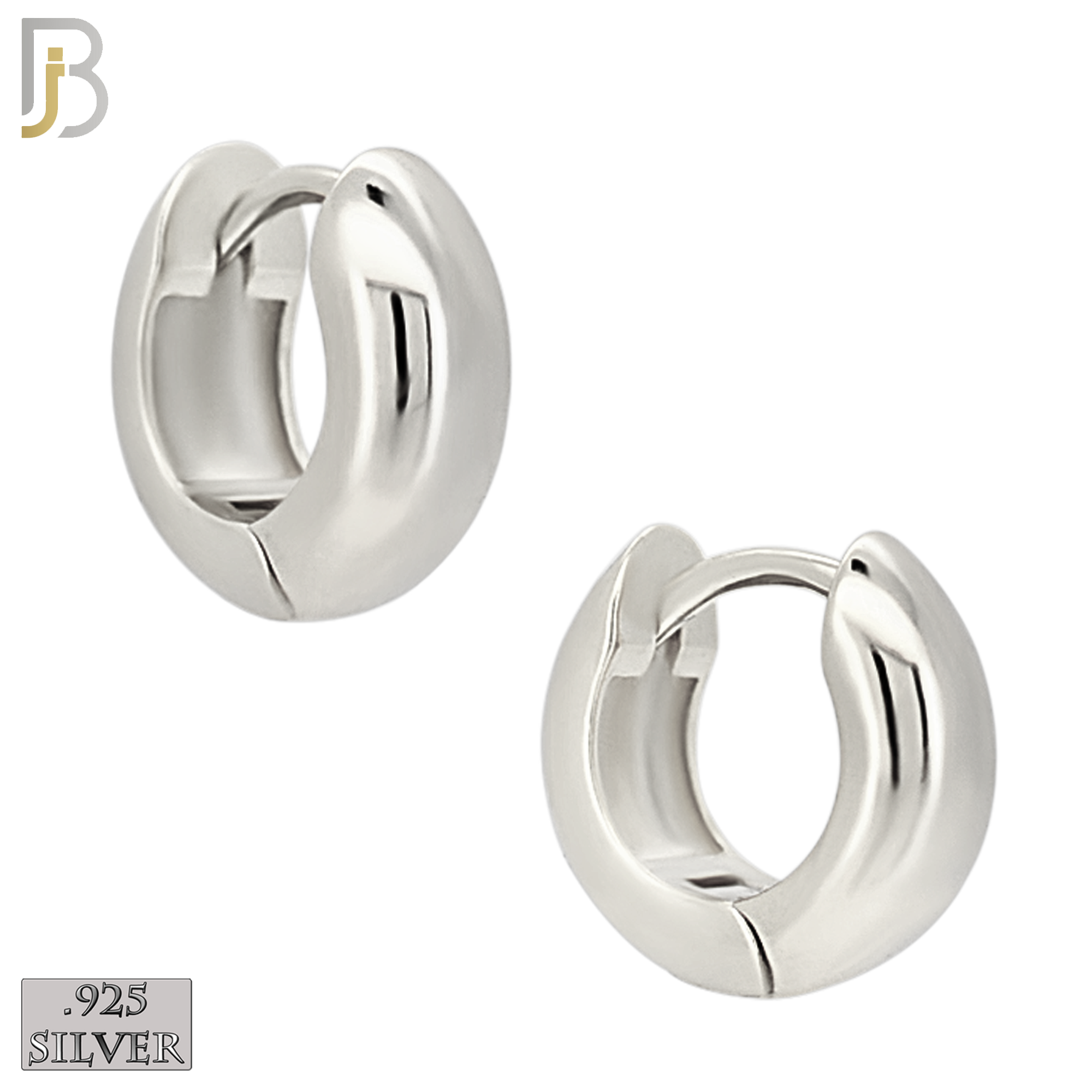 925-ES467 - 925 Sterling Silver Plain Thick Huggies Hoop Earrings image 0