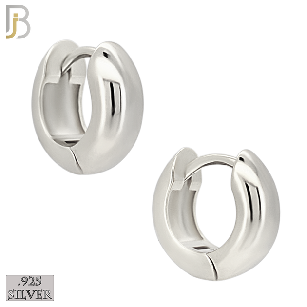 925-ES467 - 925 Sterling Silver Plain Thick Huggies Hoop Earrings image 0