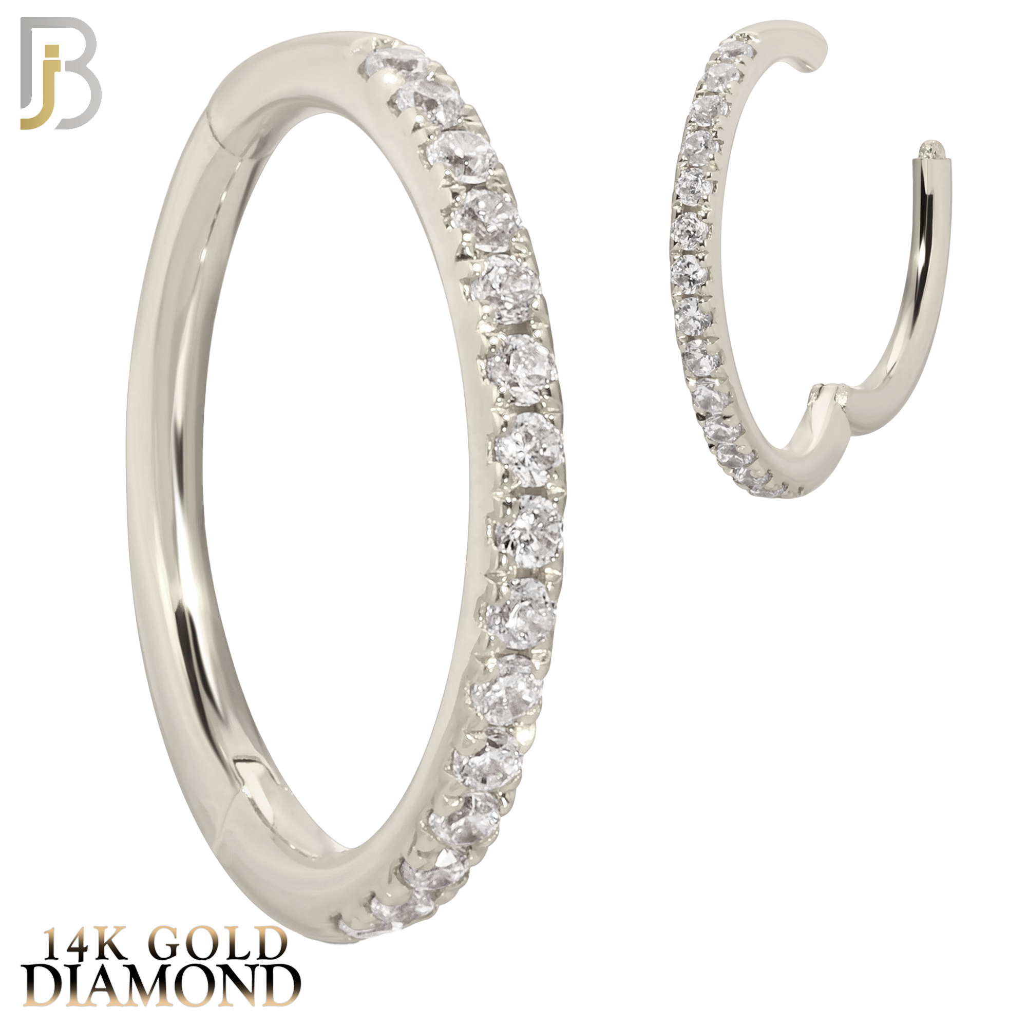 14-CT69D - 14K Solid Gold Hinged Hoops with Natural Diamonds image