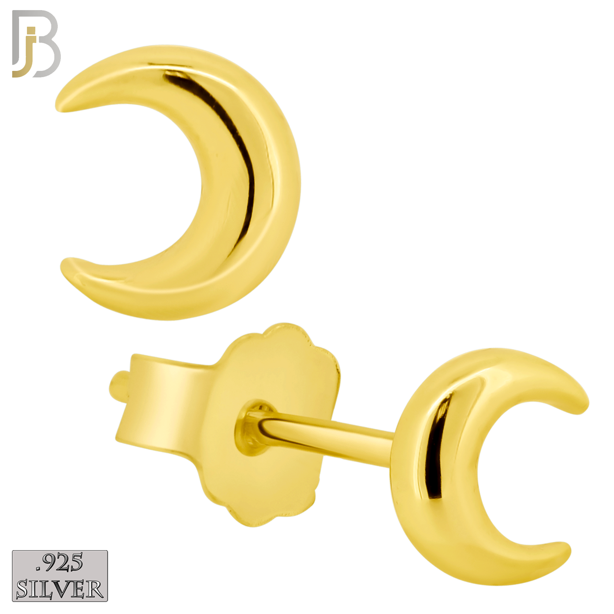 925-ES80 - .925 Sterling Silver 4x4.5mm Moon Design Earring Stud image 2