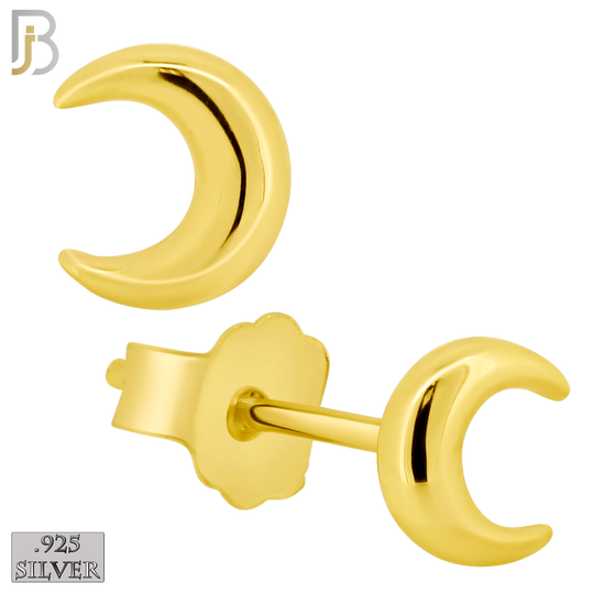 925-ES80 - .925 Sterling Silver 4x4.5mm Moon Design Earring Stud image 2