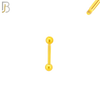 BB01G16 - 16G Thickness 316L Surgical Steel Screw Bar  Gold Plated Barbell Plain Screw External Threaded (PACK OF 6) image 1
