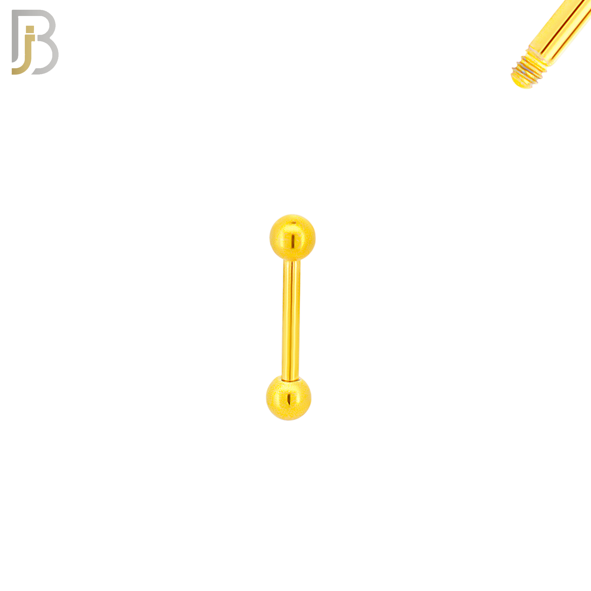 BB01G16 - 16G Thickness 316L Surgical Steel Screw Bar  Gold Plated Barbell Plain Screw External Threaded (PACK OF 6) image 1
