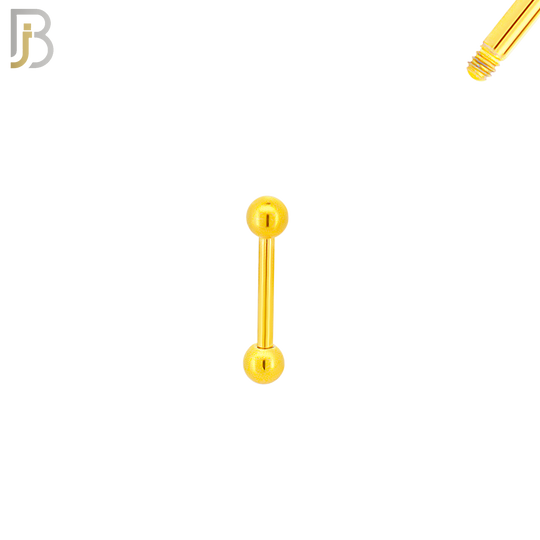 BB01G16 - 16G Thickness 316L Surgical Steel Screw Bar  Gold Plated Barbell Plain Screw External Threaded (PACK OF 6) image 1
