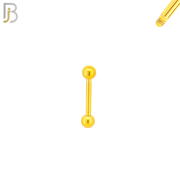 BB01G16 - 16G Thickness 316L Surgical Steel Screw Bar  Gold Plated Barbell Plain Screw External Threaded (PACK OF 6) image 1
