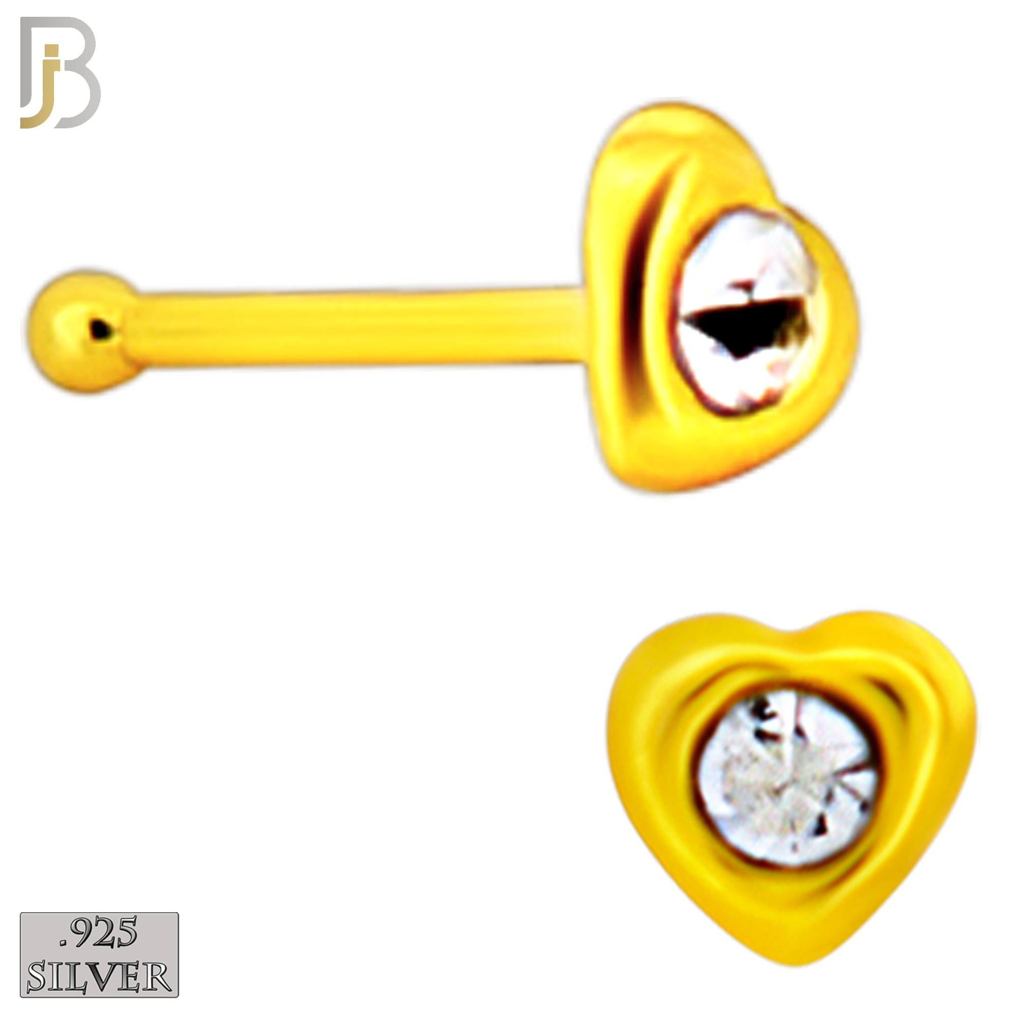 925-PK-NR08BY - 120 pcs, 18k Gold Plated Sterling Silver Nose Bones, 22g Thickness,  Assorted Shapes Tops Packages image 6