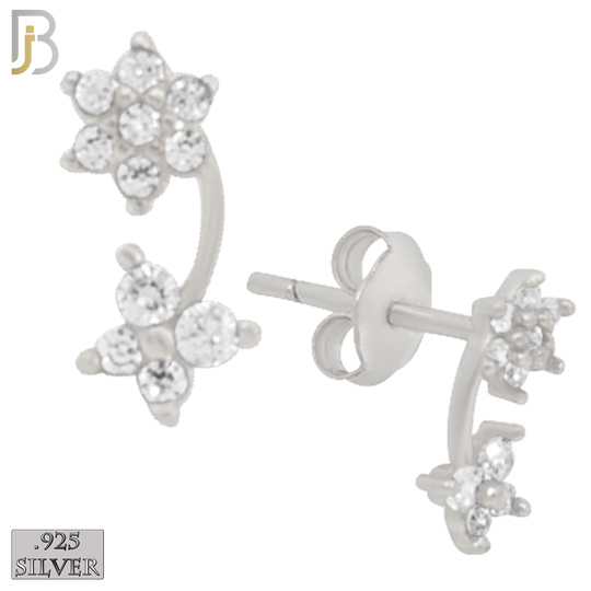 925-ES185 – .925 Sterling Silver 6 Petal Flower and Butterfly with Zircon image 1