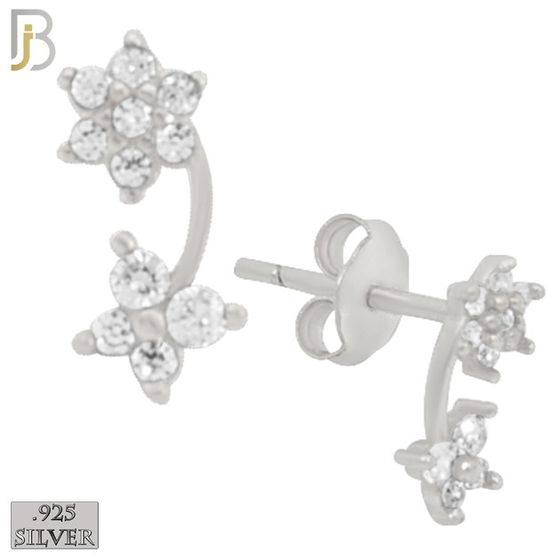 925-ES185 – .925 Sterling Silver 6 Petal Flower and Butterfly with Zircon image 1