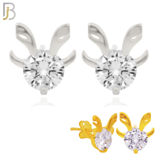 925-ES223 – .925 Sterling Silver Reindeer Earring Stud with Zircon Head image 0