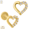 14-LB19 - 14k Yellow Gold Heart Design with Multi Zircon Half Around Labret - Yellow Gold image