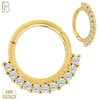 14-CT55 - 14K Solid Gold Hinged Hoops with Multi Zircon image 0