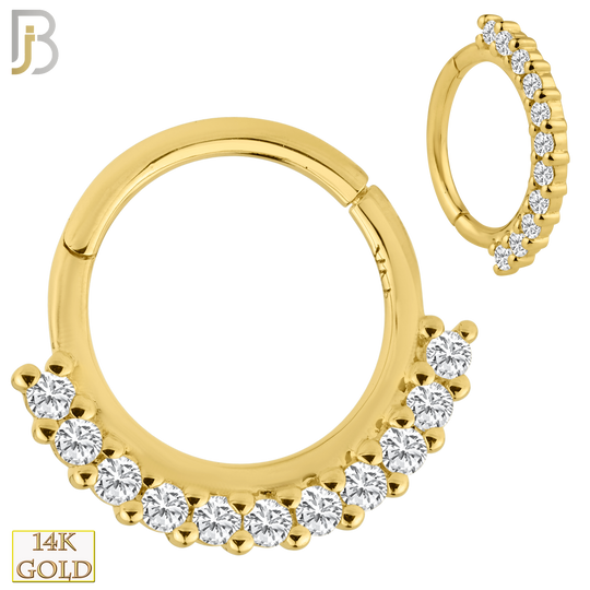 14-CT55 - 14K Solid Gold Hinged Hoops with Multi Zircon image 0