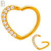 CT109 - (Pack of 6) 316 Surgical Steel Hollow Heart with Multi Zircon Twist to Open Nose Hoop image 3