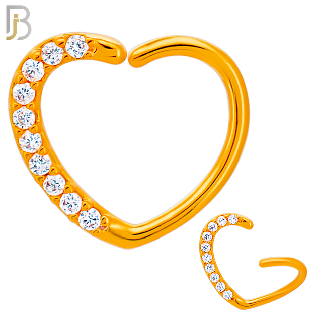 CT109 - (Pack of 6) 316 Surgical Steel Hollow Heart with Multi Zircon Twist to Open Nose Hoop image 3